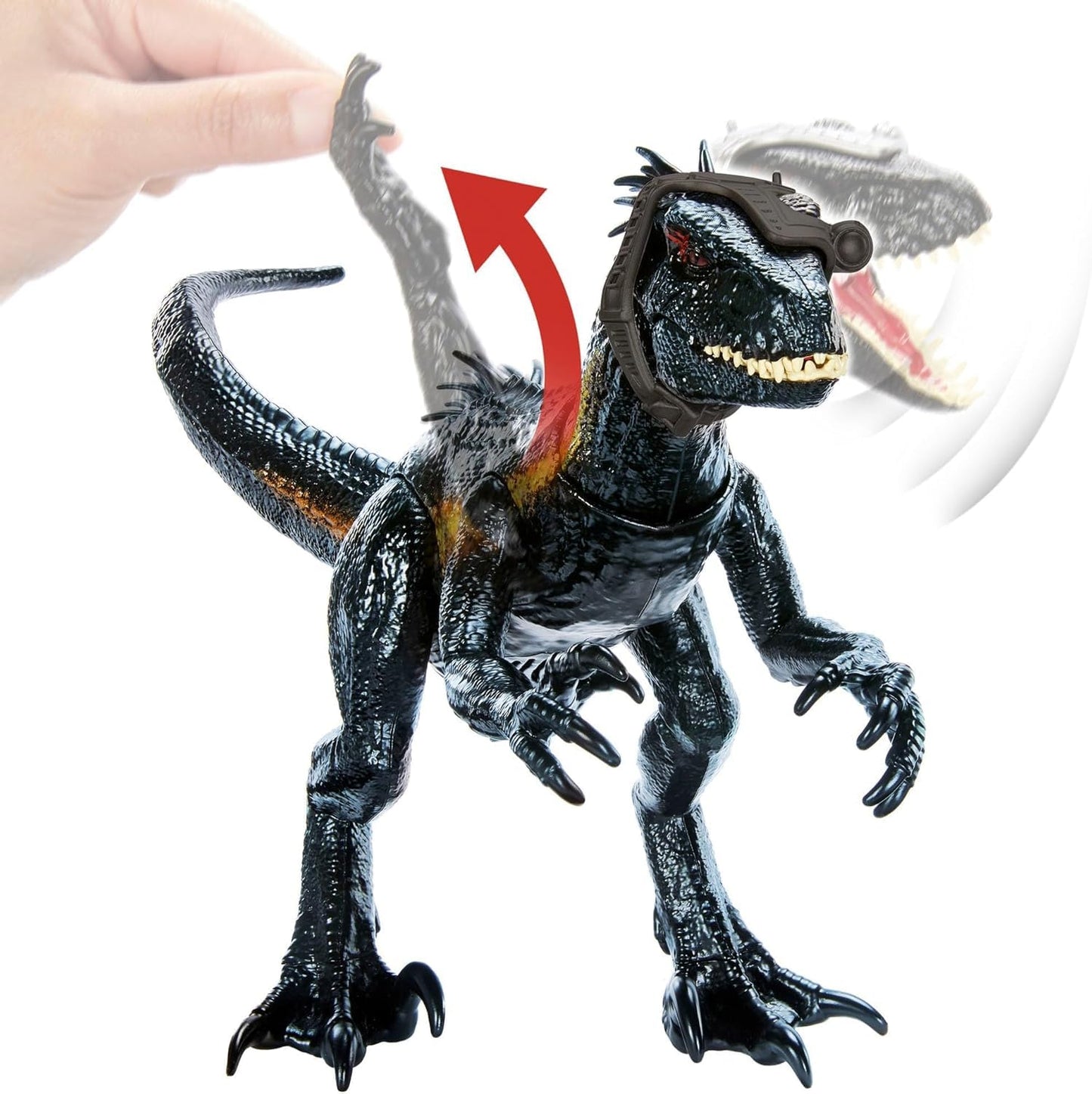MAGNETOE Jurassic Dino Trackers: Track 'N Attack Indoraptor Action Figure with AR