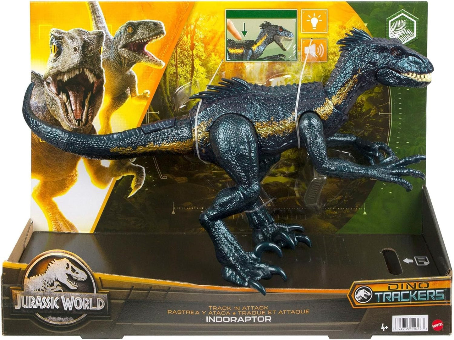 MAGNETOE Jurassic Dino Trackers: Track 'N Attack Indoraptor Action Figure with AR