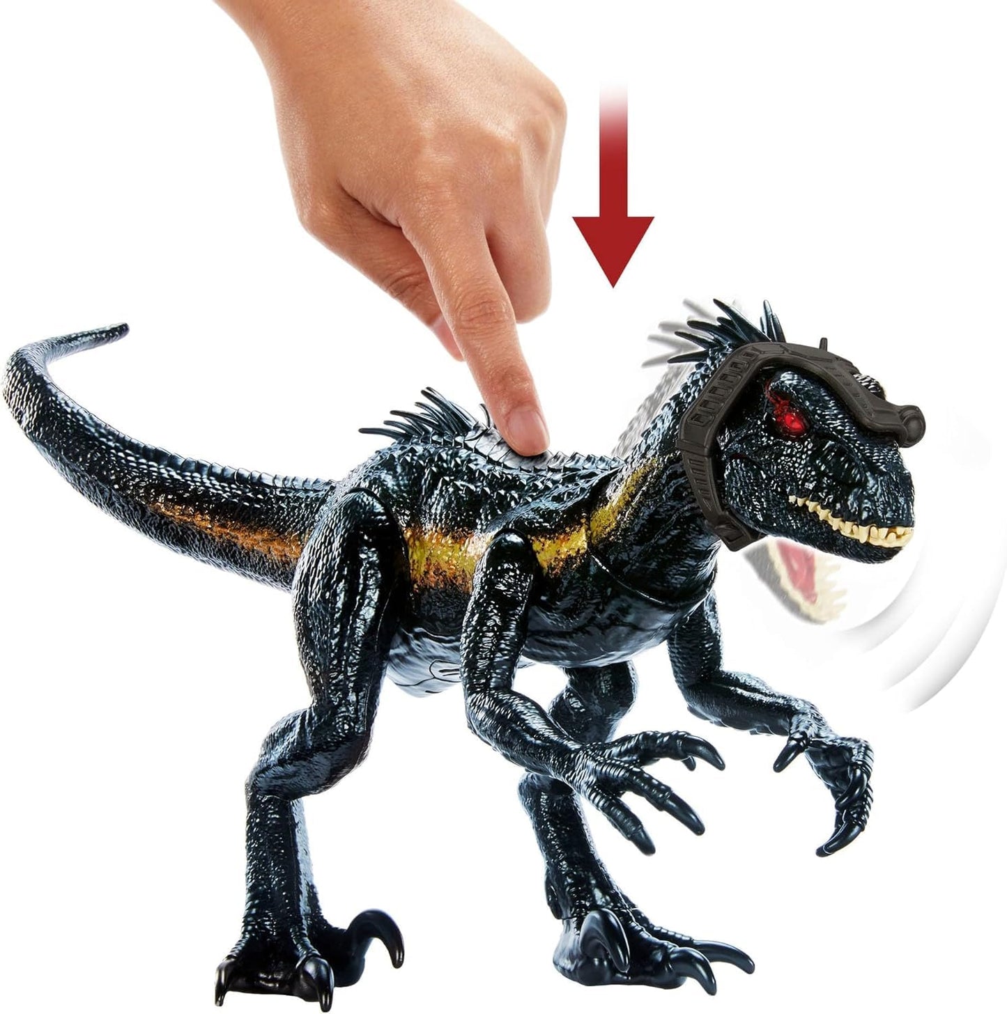 MAGNETOE Jurassic Dino Trackers: Track 'N Attack Indoraptor Action Figure with AR