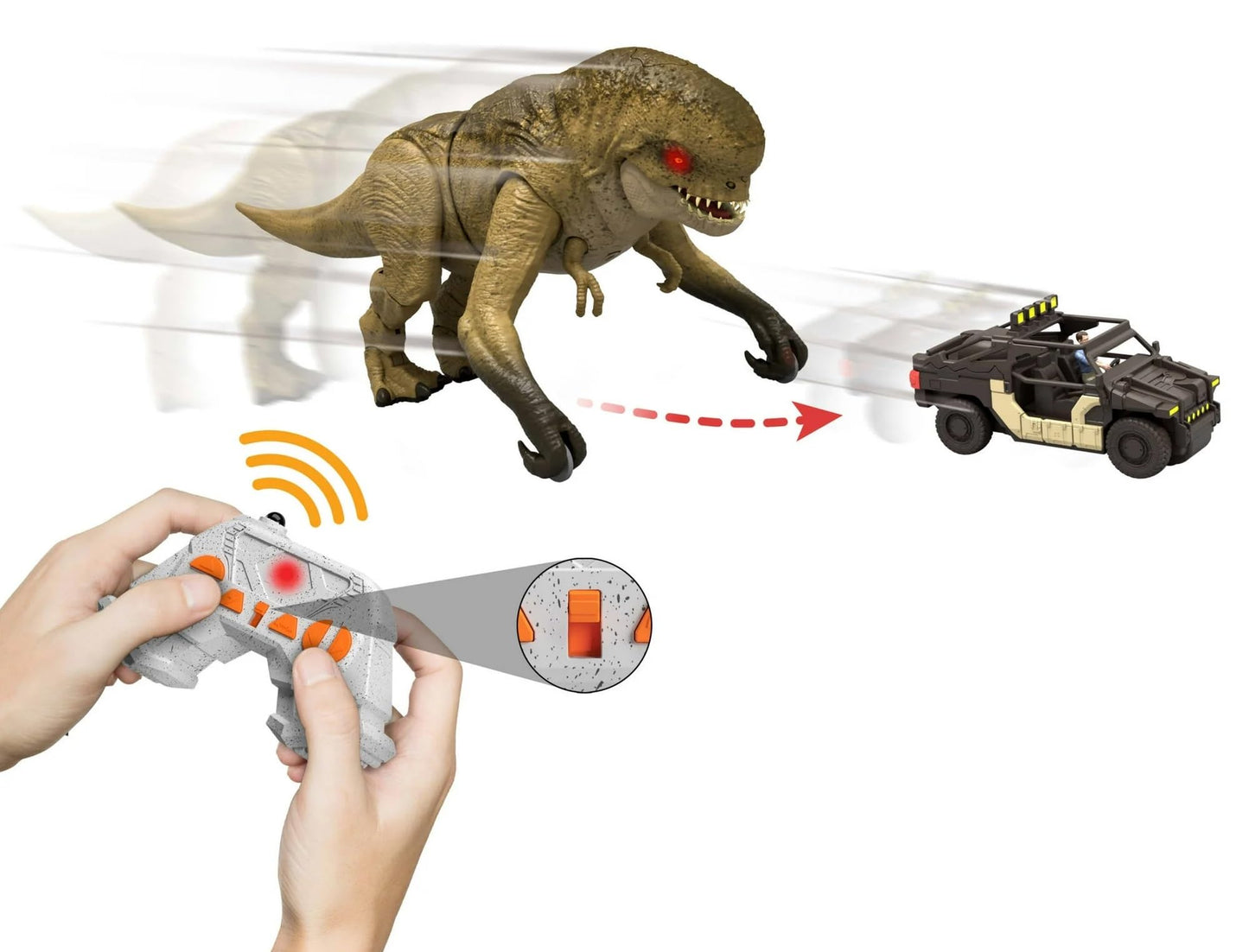 MAGNETOE Jurassic Rebirth Track 'N Chomp Distortus Rex – RC Dino & Vehicle