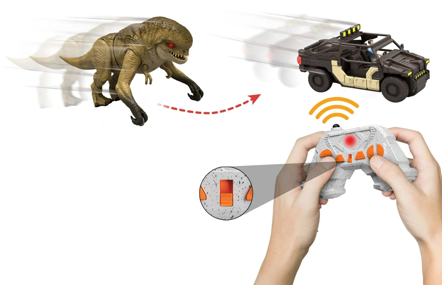 MAGNETOE Jurassic Rebirth Track 'N Chomp Distortus Rex – RC Dino & Vehicle
