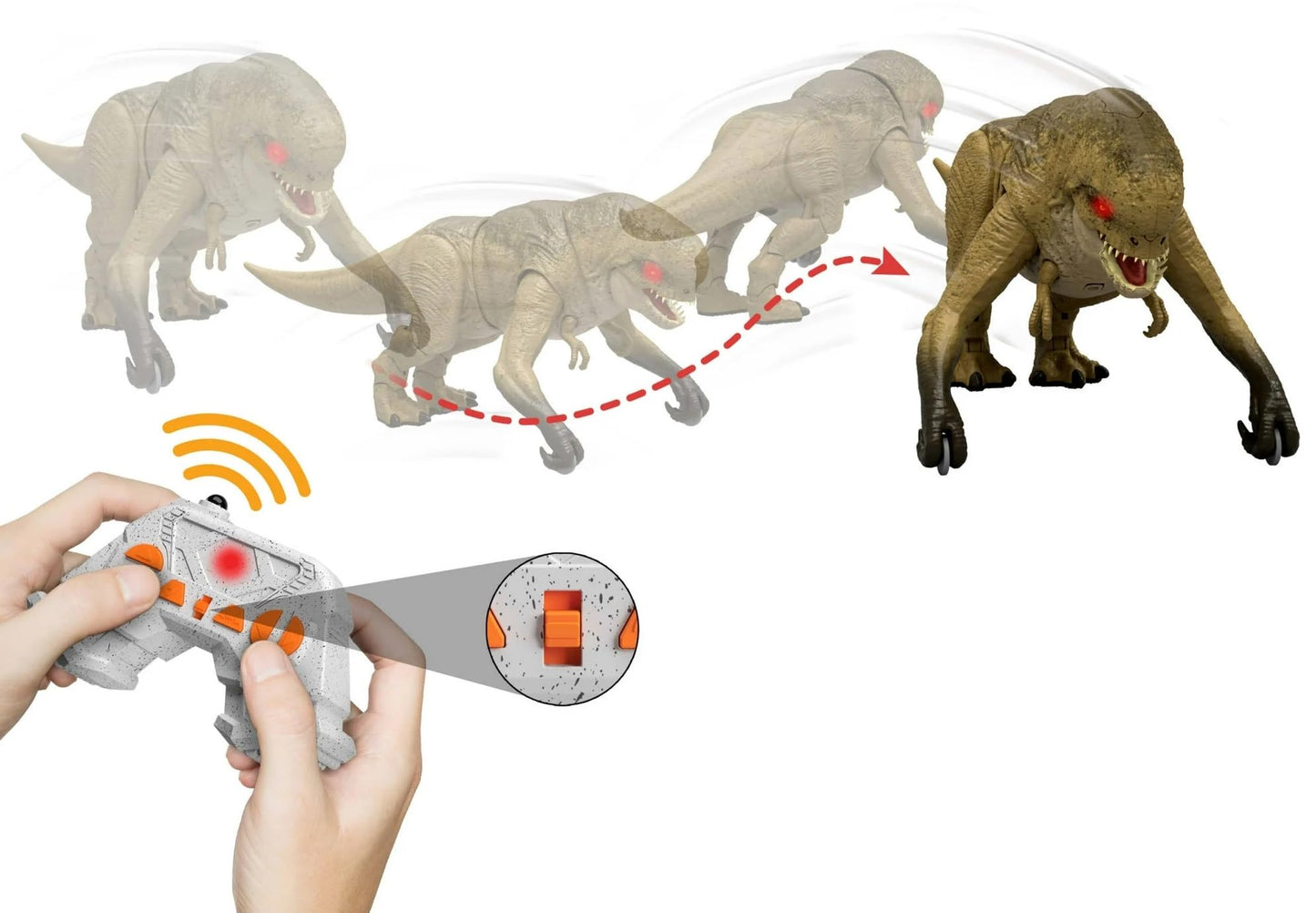 MAGNETOE Jurassic Rebirth Track 'N Chomp Distortus Rex – RC Dino & Vehicle