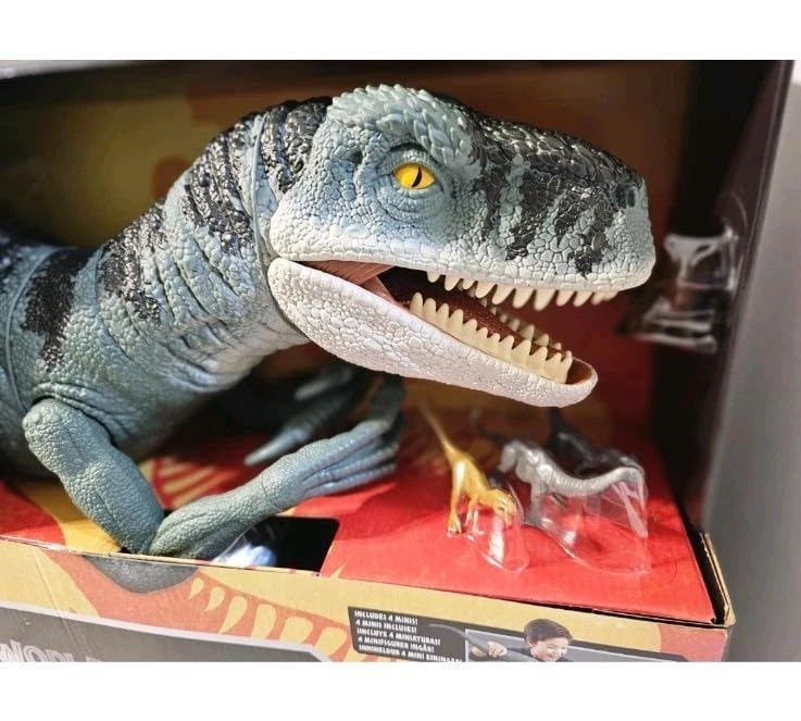 MAGNETOE Jurassic Total Super Colossal Atrociraptor Pack – 37-Inch Figure + 4 Mini Dinosaurs