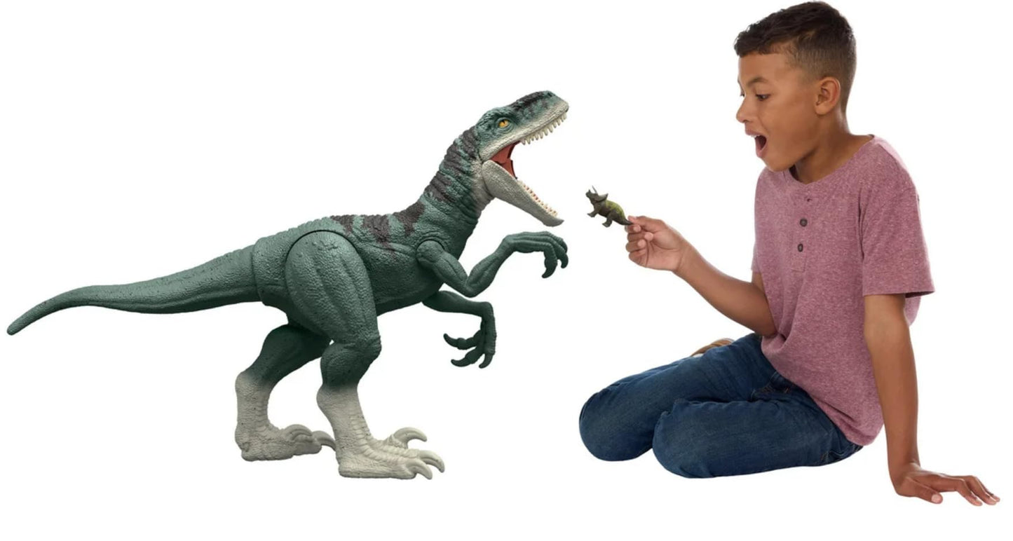 MAGNETOE Jurassic Total Super Colossal Atrociraptor Pack – 37-Inch Figure + 4 Mini Dinosaurs