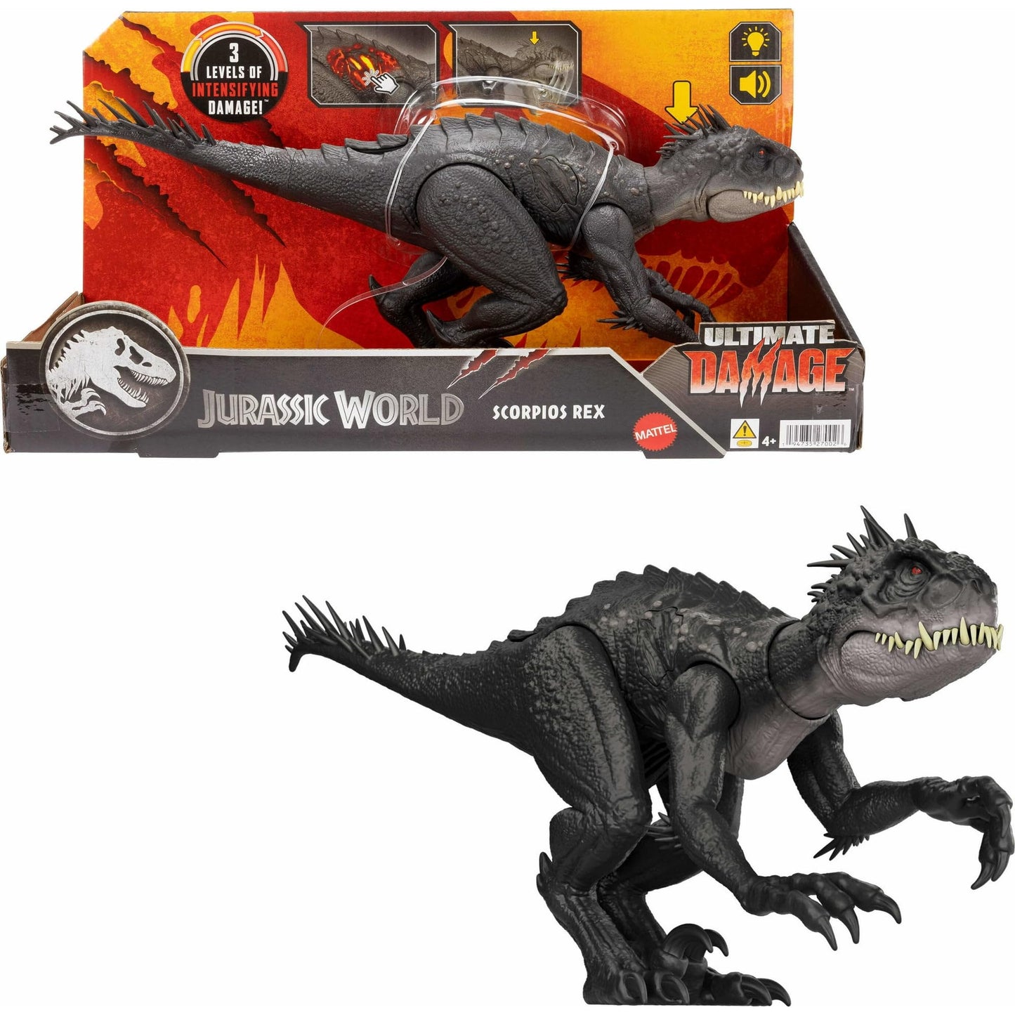 MAGNETOE Jurassic Ultimate Extreme Damage Scorpios Rex – Lights, Sounds, AR & Rampage
