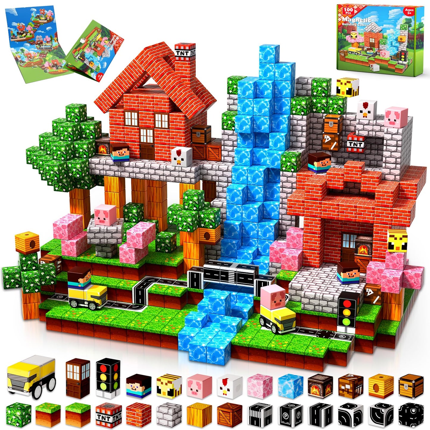 Magnetopia 100PCS Magnetic Blocks – STEM Building Toy for Kids 3-10