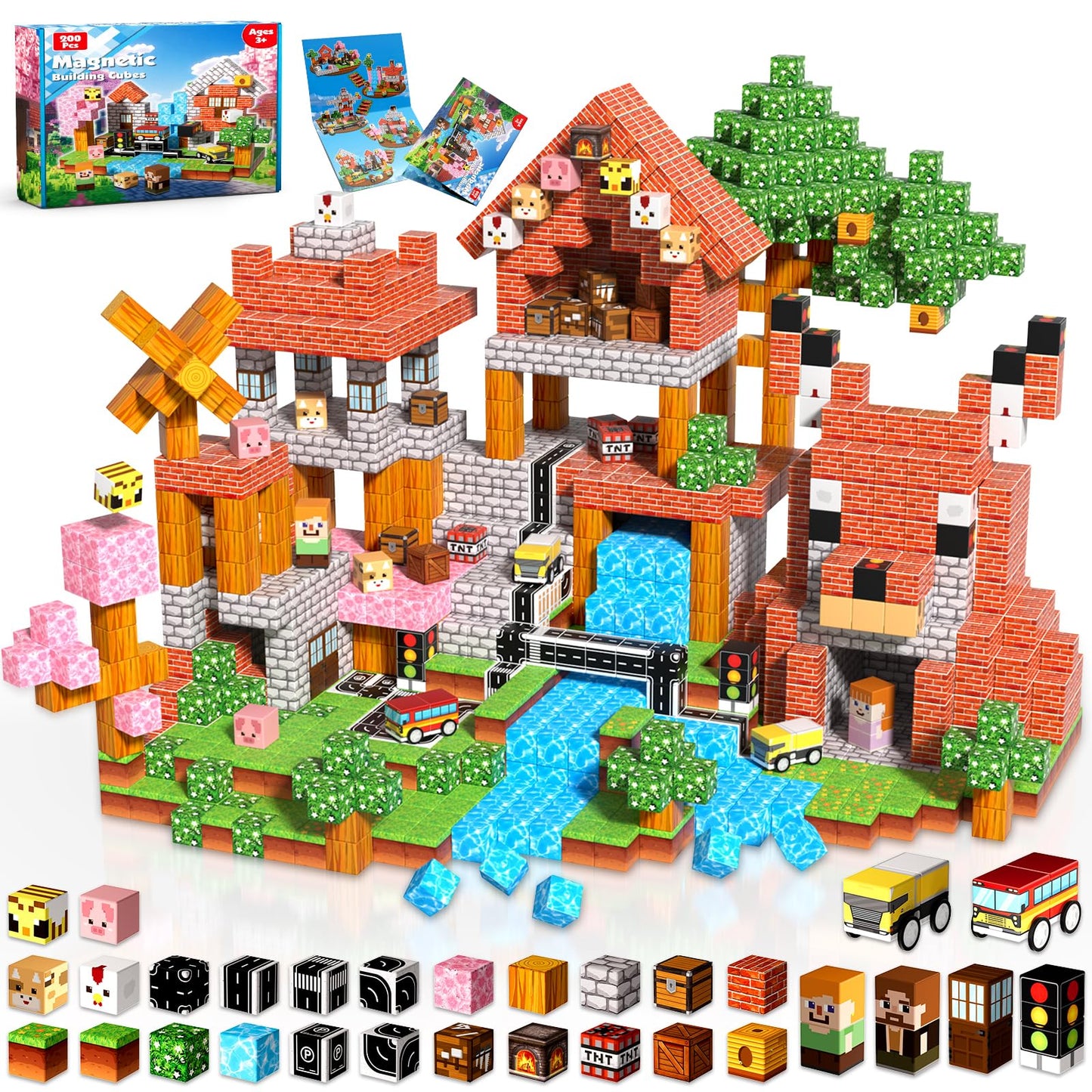 Magnetopia 200 PCS Magnetic Blocks Set – Creative STEM Building Toys for Kids 3+