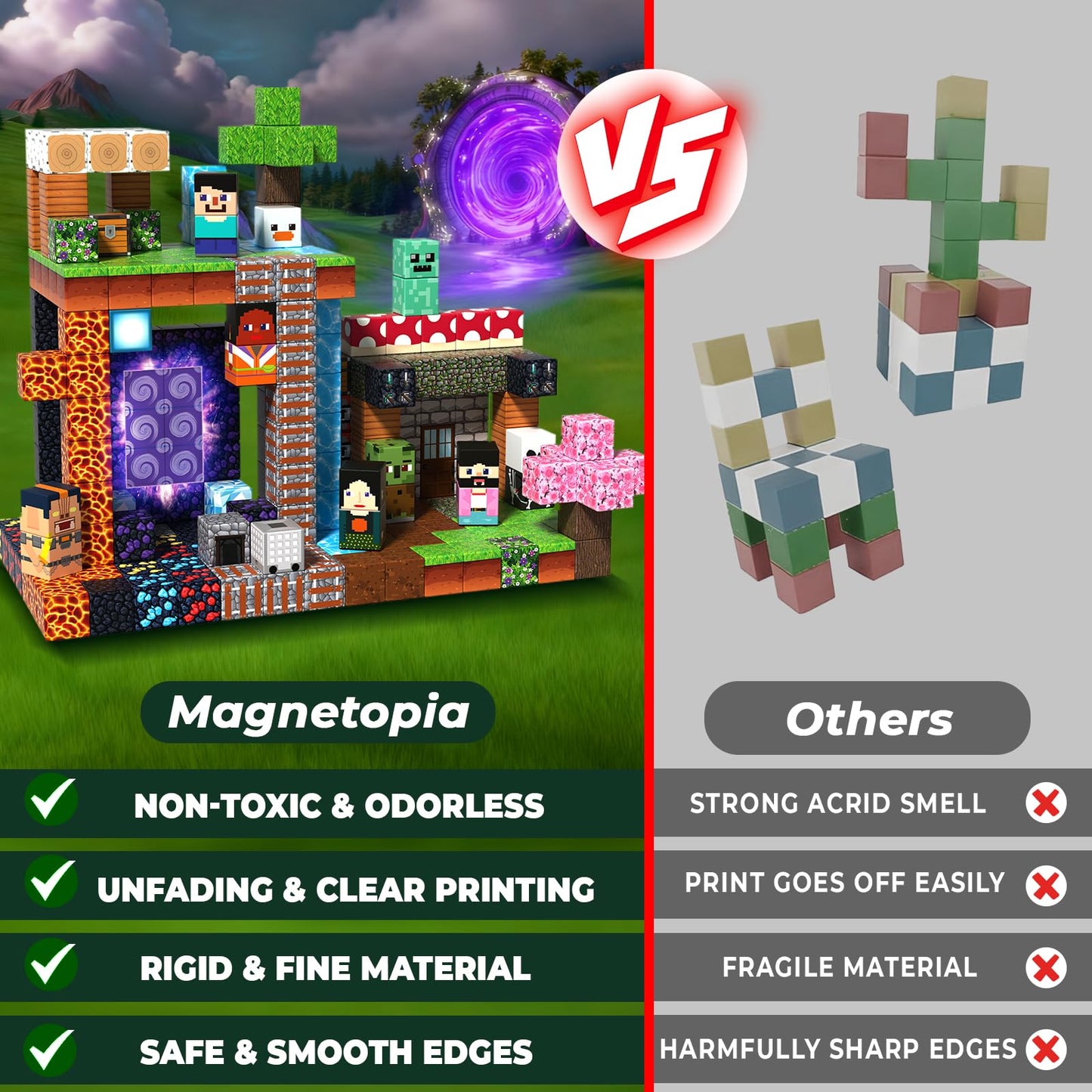 Magnetopia 300PCS Magnetic Blocks – Adventurer Cubes STEM Building Toy for Kids 3+