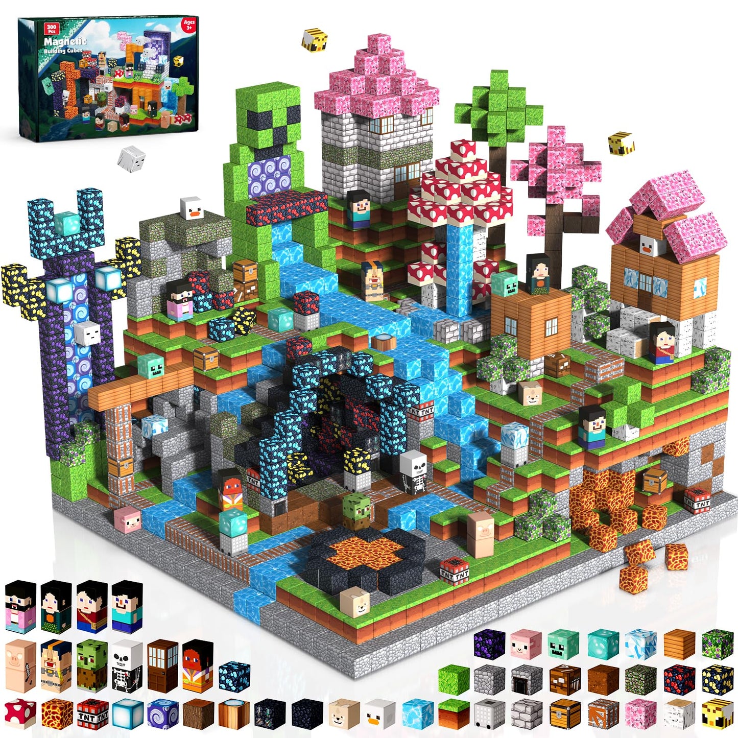 Magnetopia 300PCS Magnetic Blocks – Adventurer Cubes STEM Building Toy for Kids 3+