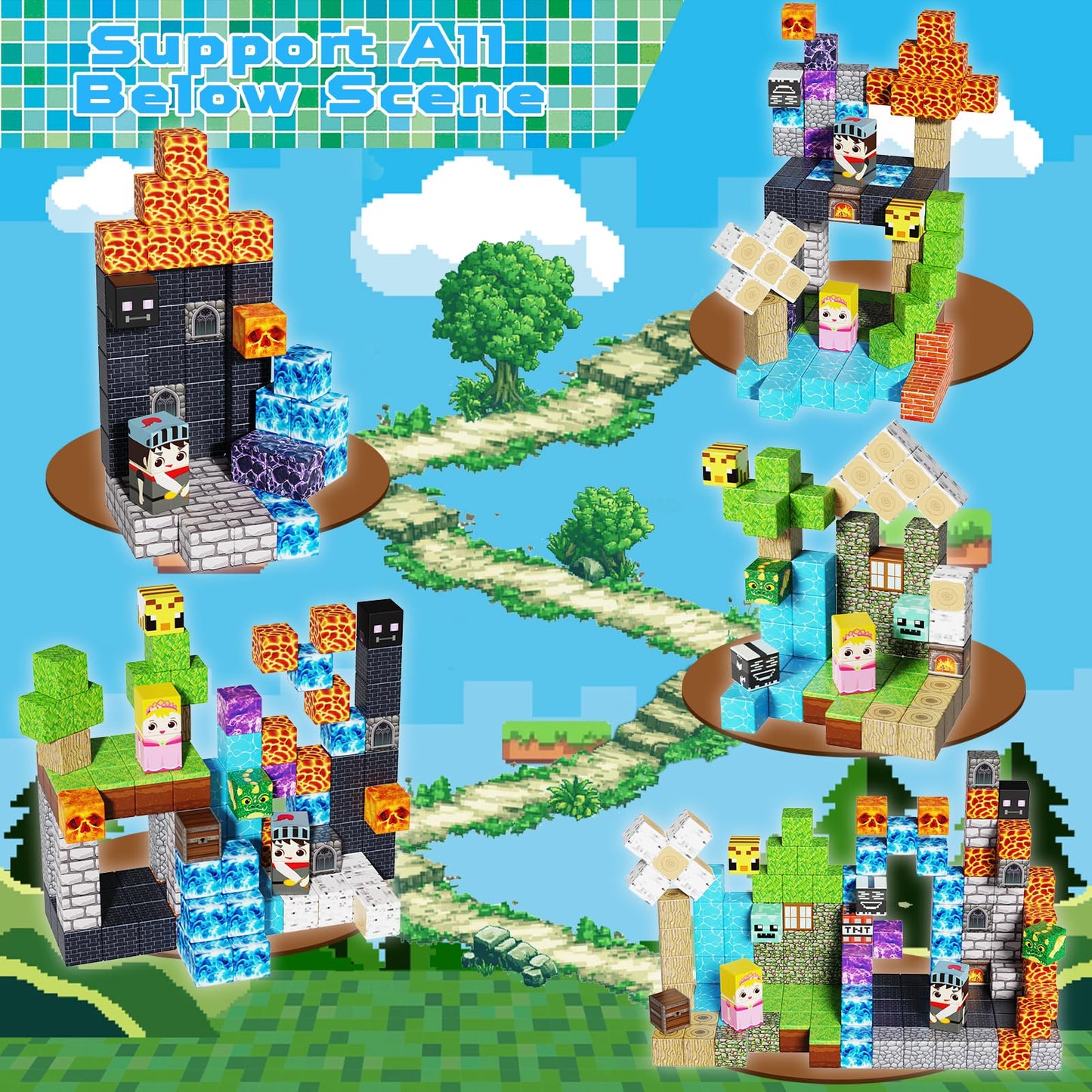 Magnetopia Magnetic Building Blocks - 150PCS STEM Toy for Kids 3+ | Dark Hell Forest Castle
