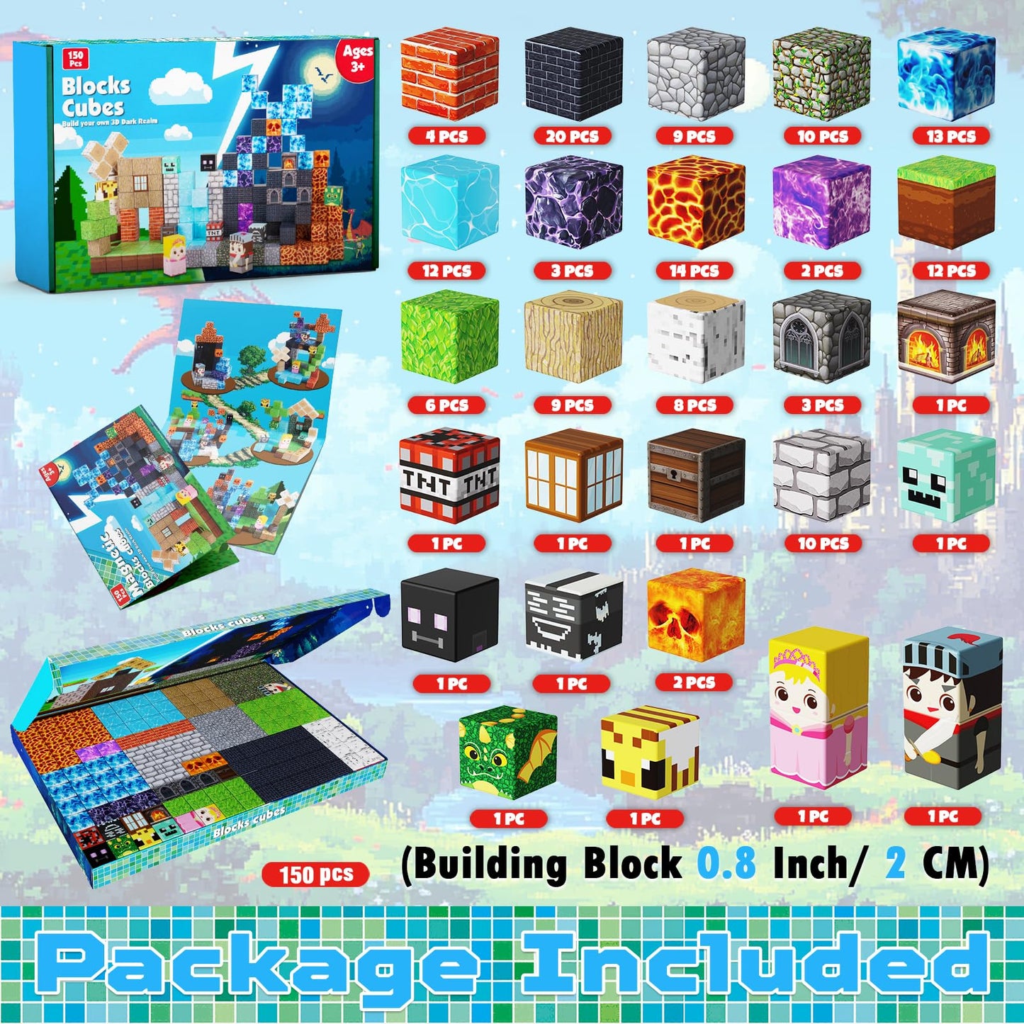 Magnetopia Magnetic Building Blocks - 150PCS STEM Toy for Kids 3+ | Dark Hell Forest Castle