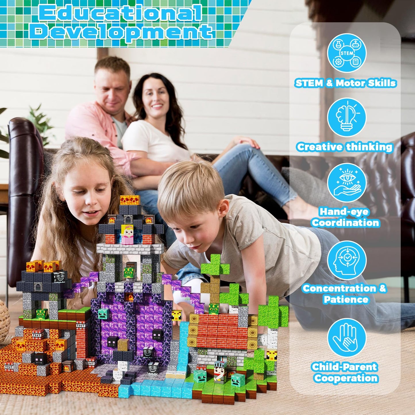 Magnetopia Magnetic Building Blocks - 150PCS STEM Toy for Kids 3+ | Dark Hell Forest Castle