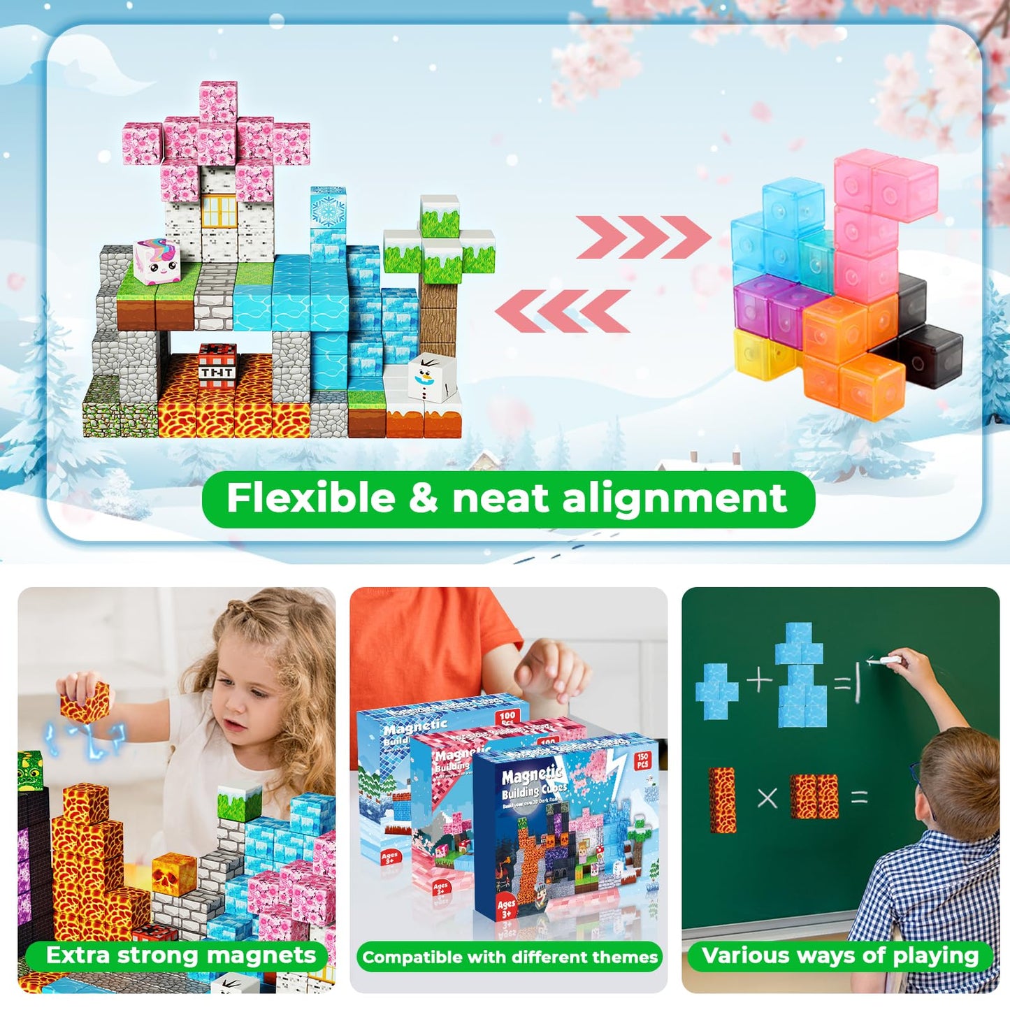 Magnetopia Magnetic Blocks 150PCS – Dark Forest Glacier Castle STEM Building Toys for Kids 3+ to 12