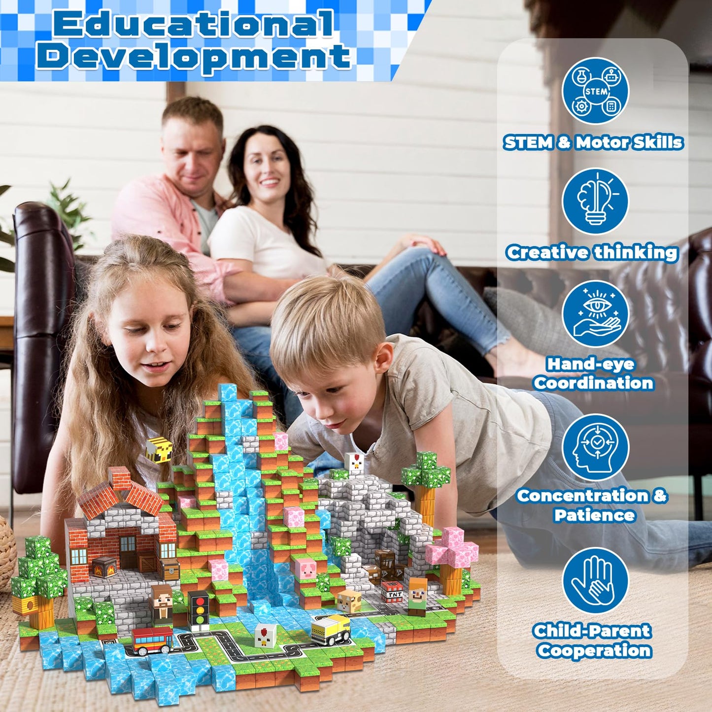 Magnetopia 200 PCS Magnetic Blocks Set – Creative STEM Building Toys for Kids 3+