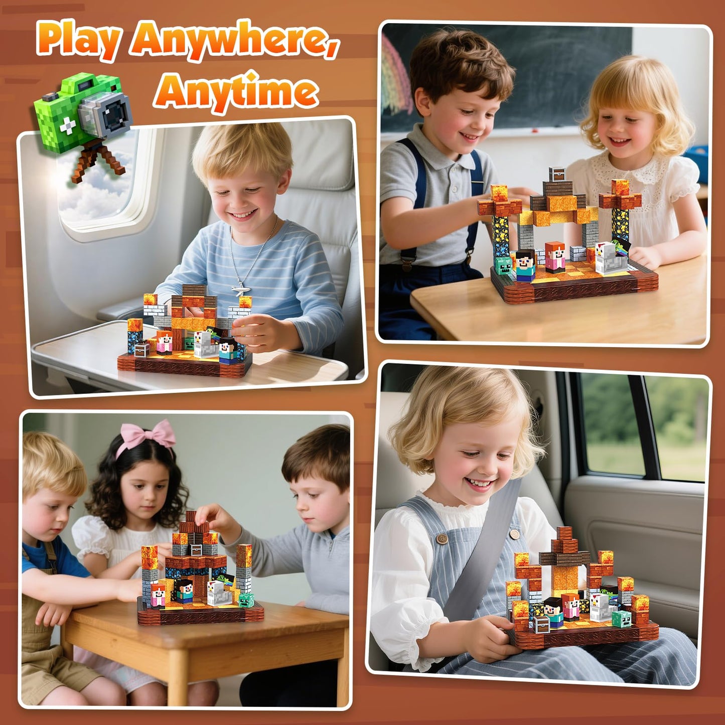 Magnetopia Mini Magnetic Blocks with Iron Box – 60 PCS Travel STEM Blocks for Kids 4-8