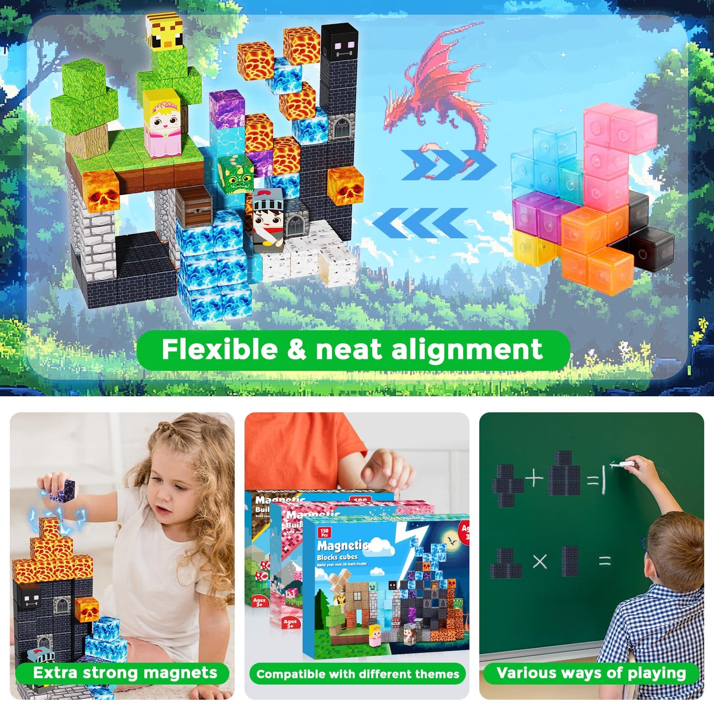 Magnetopia Magnetic Building Blocks - 150PCS STEM Toy for Kids 3+ | Dark Hell Forest Castle