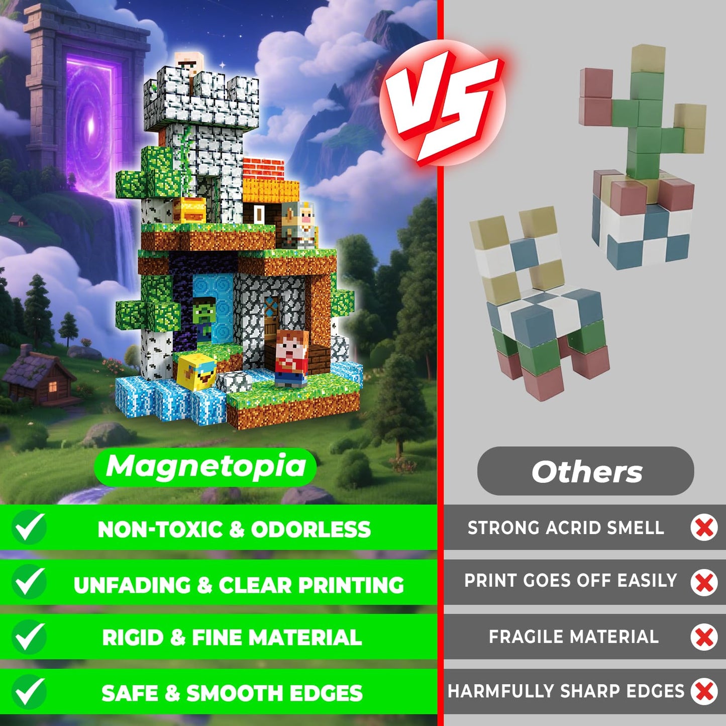 Magnetopia 200 PCS Magnetic Blocks – Creative STEM Toys for Kids 3+