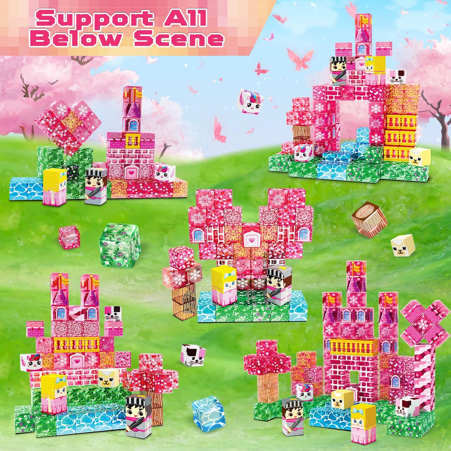 Magnetopia Magnetic Blocks - 100-Piece Castle STEM Building Set for Kids 4-8