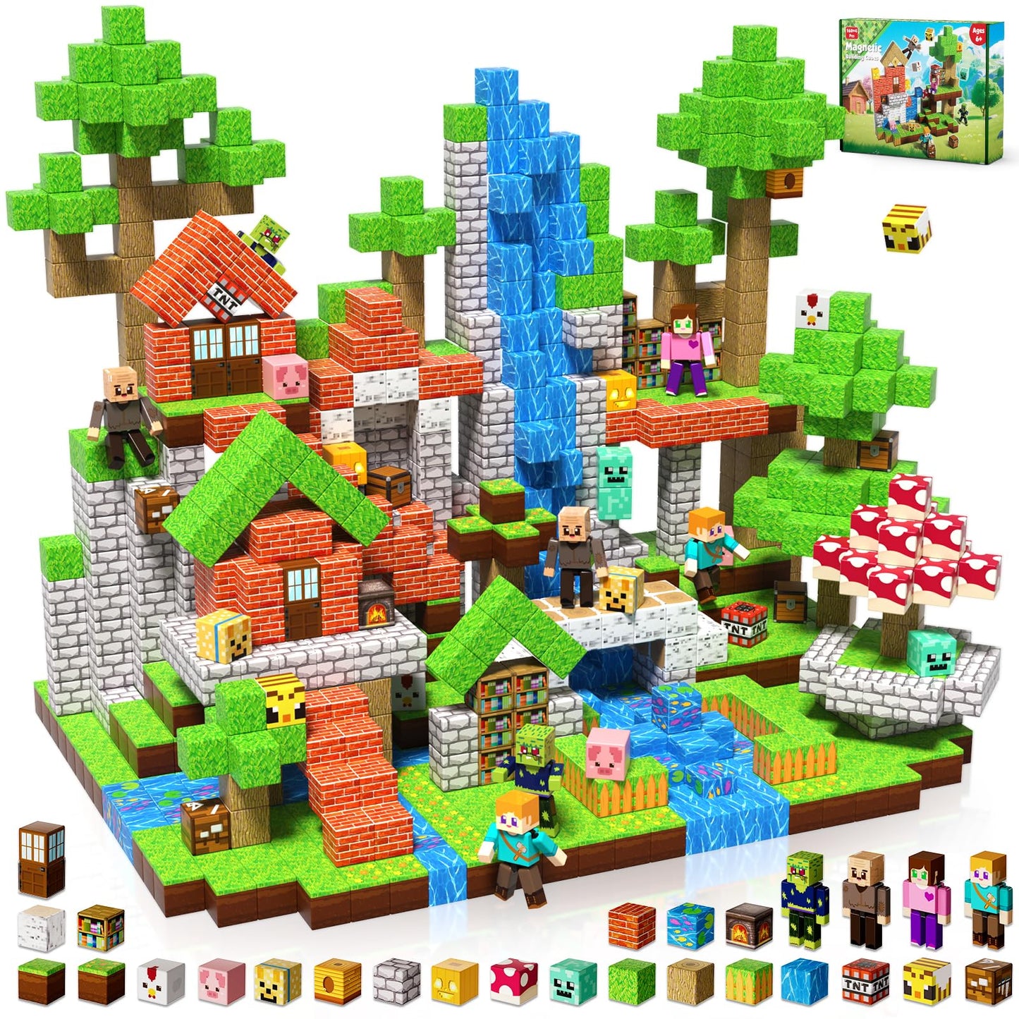 Magnetopia Magnetic Blocks 164PCS – Colorful STEM Building Toys for Kids 3+