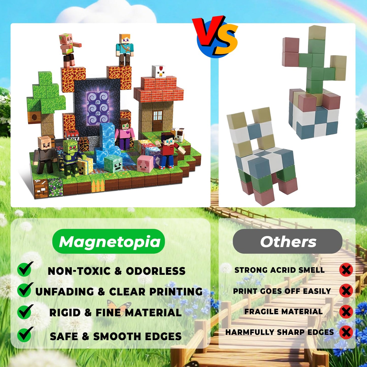 Magnetopia Magnetic Blocks 164PCS – Colorful STEM Building Toys for Kids 3+