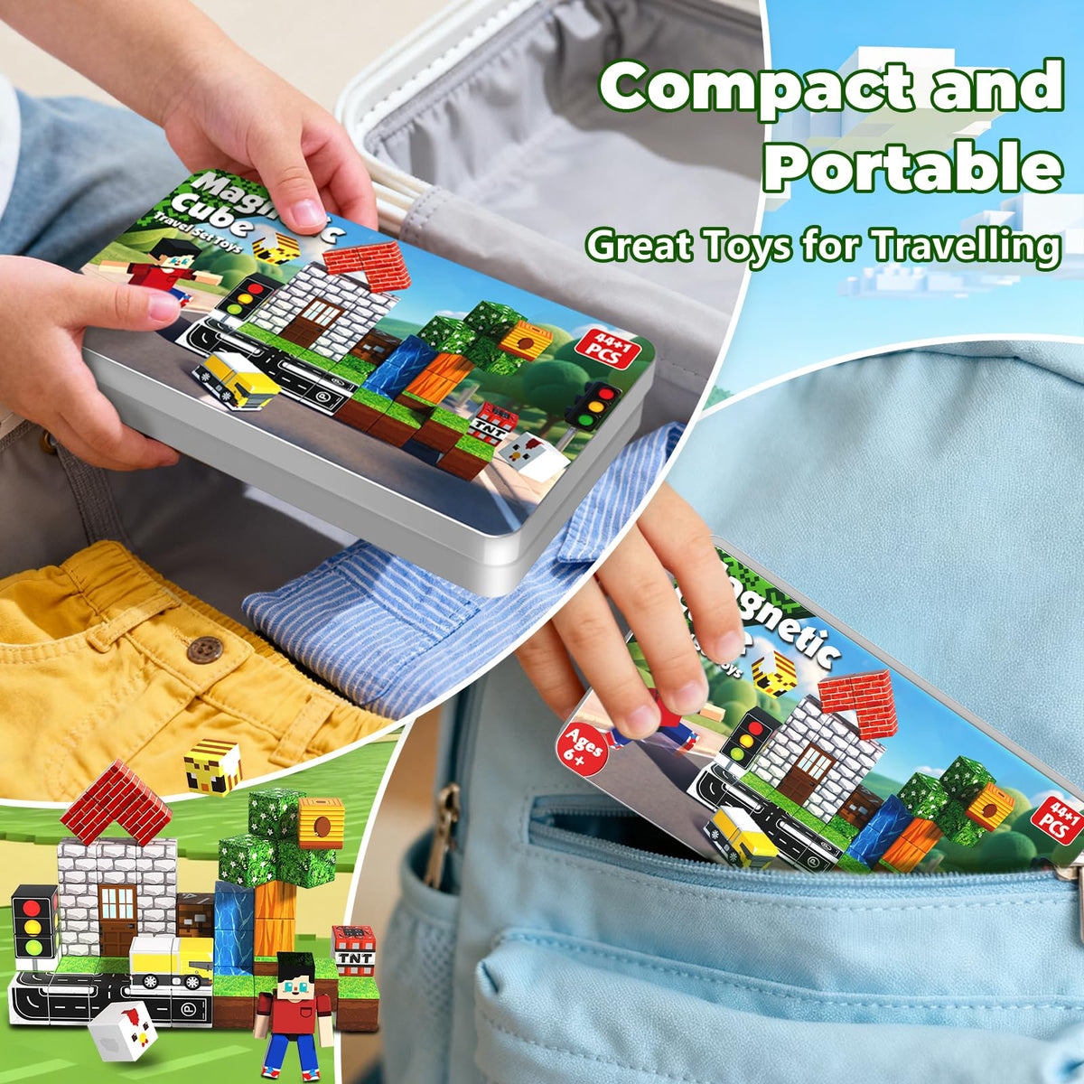 Magnetopia Magnetic Blocks with Magnet Box – 45Pcs Travel STEM Toys for Kids 6+