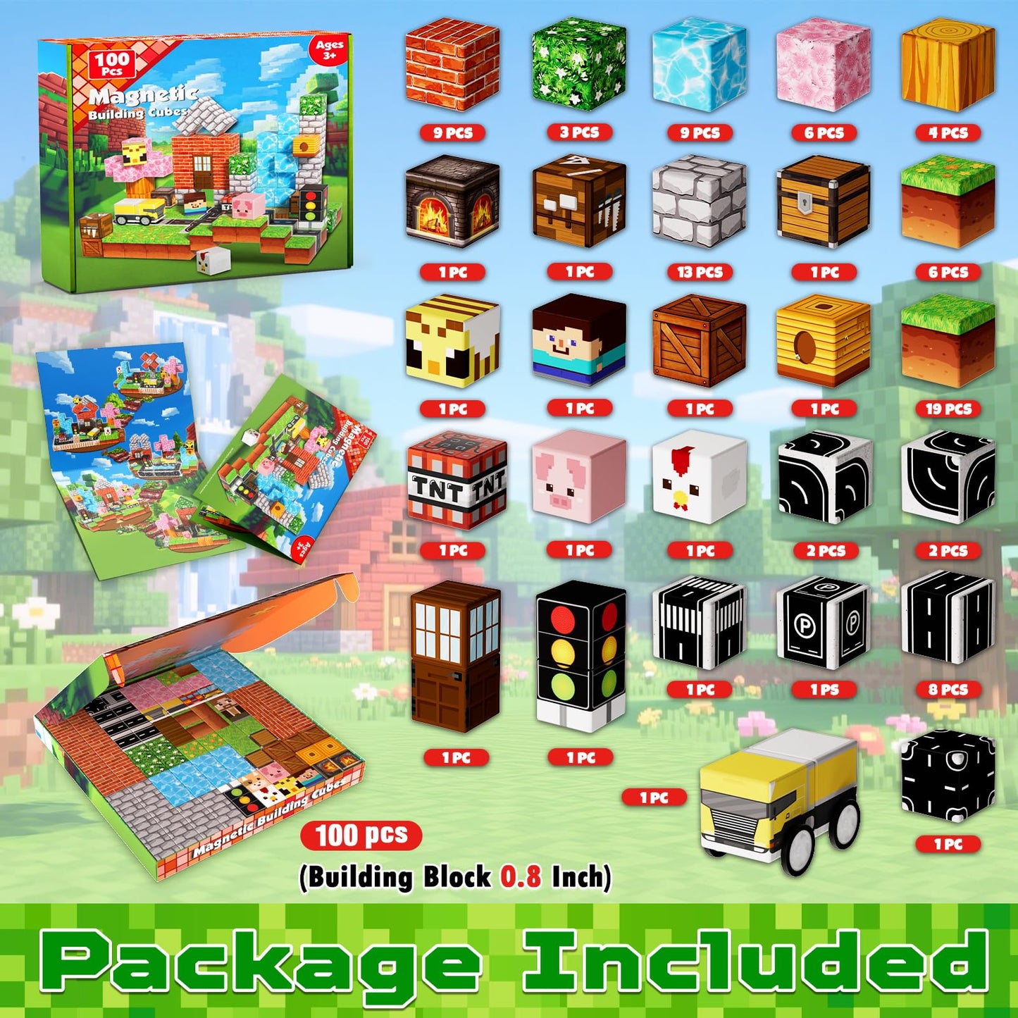 Magnetopia 100PCS Magnetic Blocks – STEM Building Toy for Kids 3-10