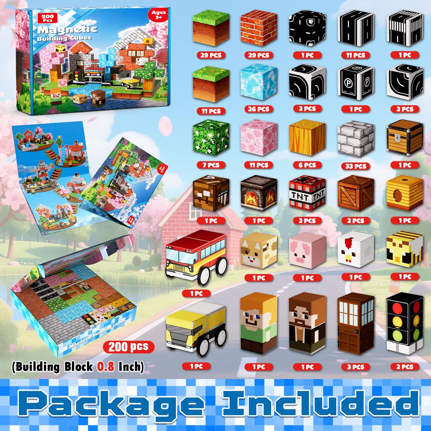 Magnetopia 200 PCS Magnetic Blocks Set – Creative STEM Building Toys for Kids 3+
