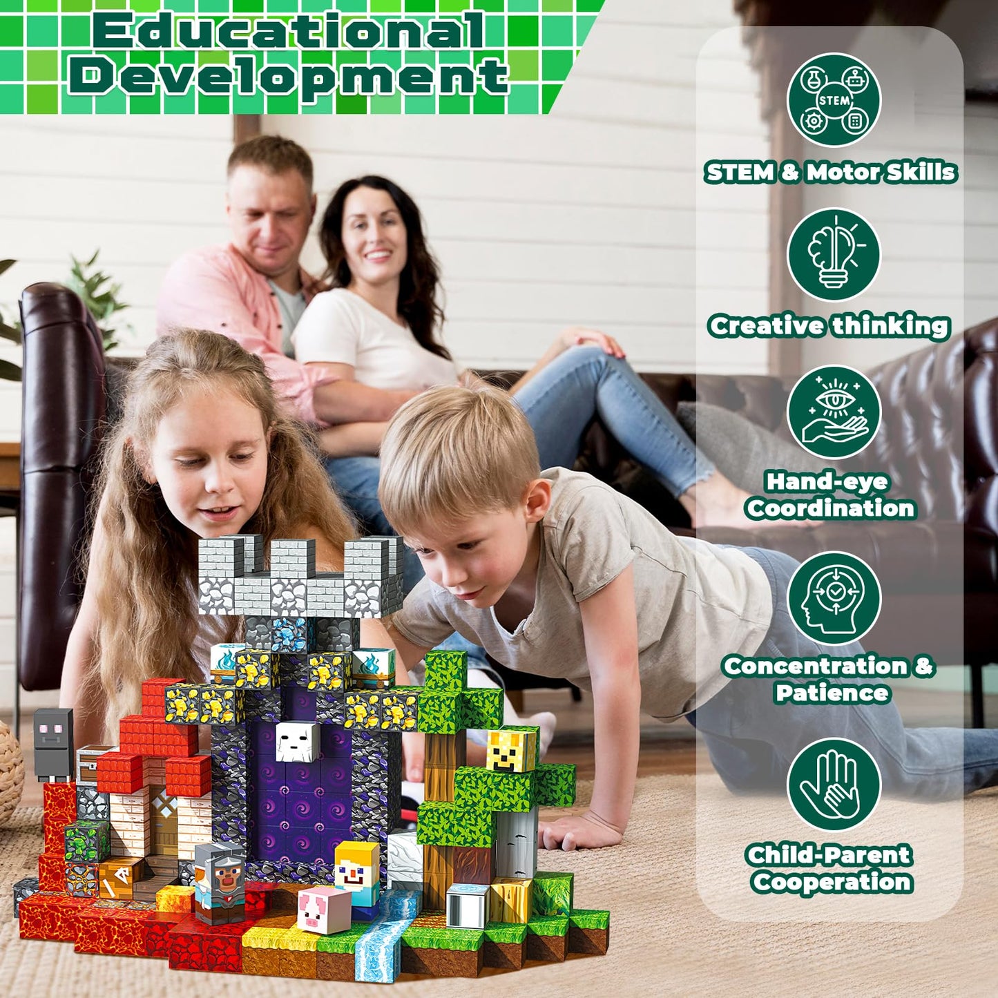 Magnetopia Magnetic Blocks - 200PCS STEM Building Set for Kids Ages 3-10