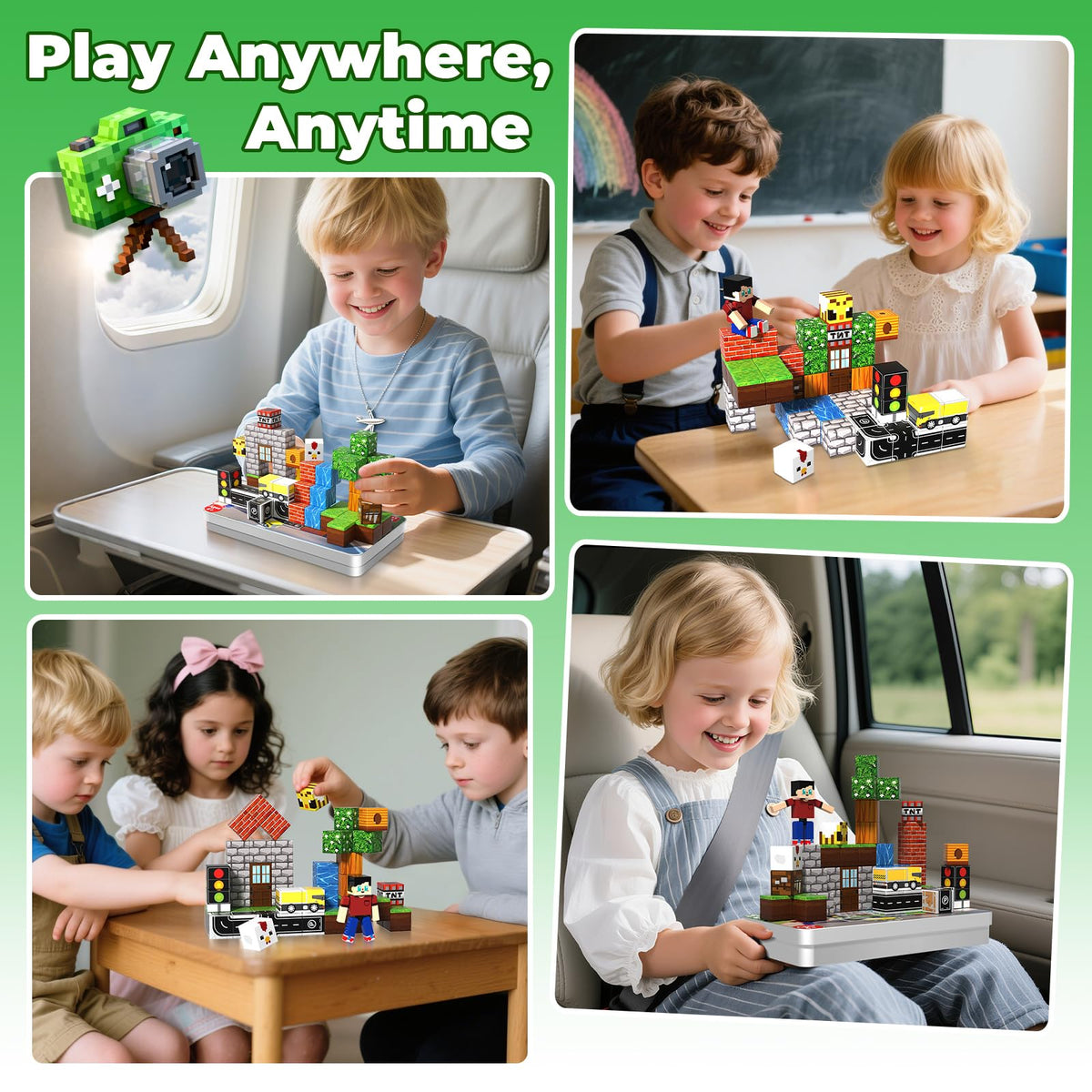 Magnetopia Magnetic Blocks with Magnet Box – 45Pcs Travel STEM Toys for Kids 6+