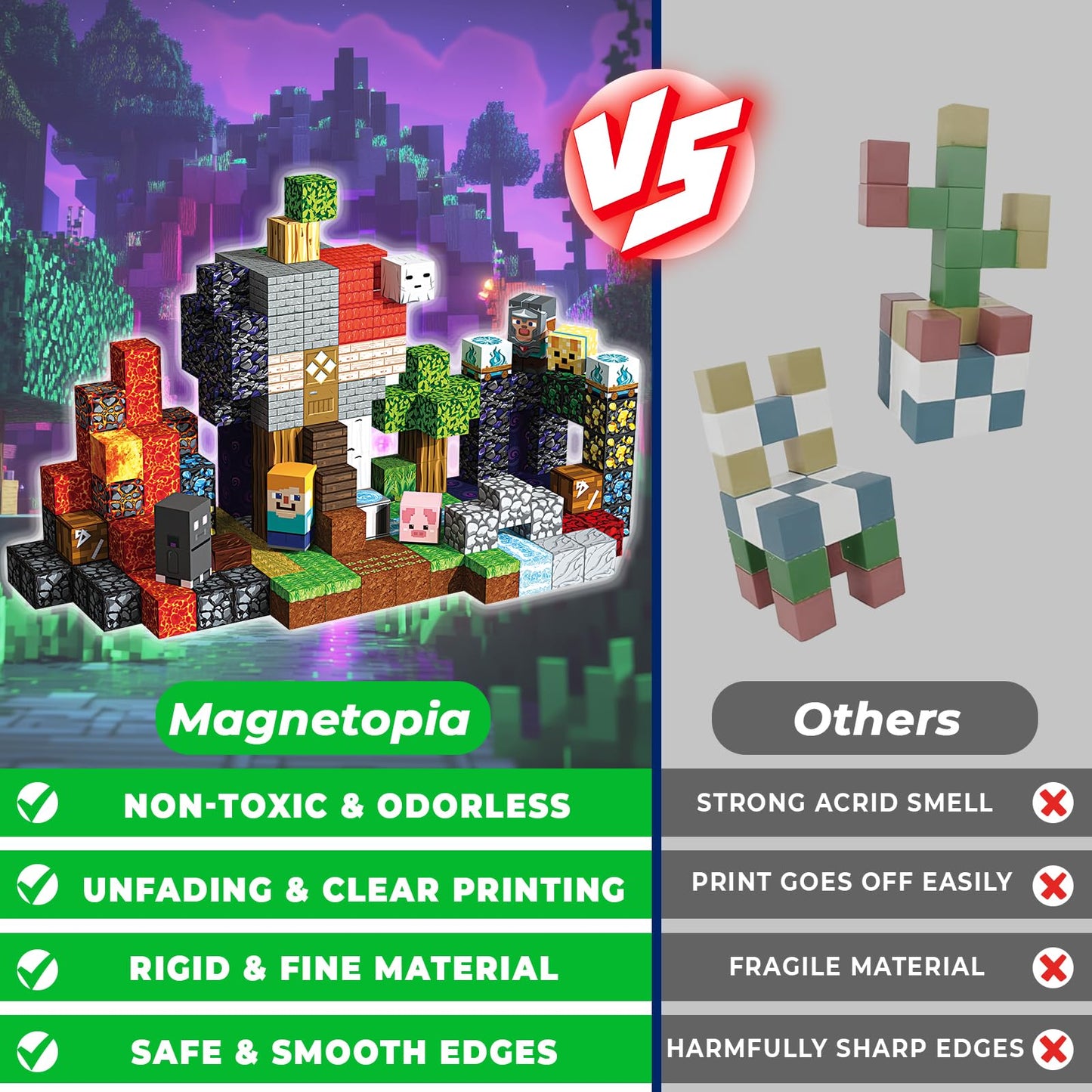 Magnetopia Magnetic Blocks - 200PCS STEM Building Set for Kids Ages 3-10
