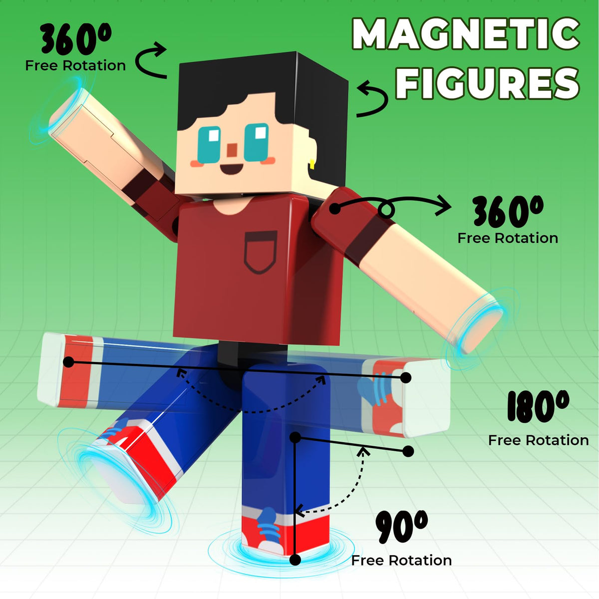Magnetopia Magnetic Blocks with Magnet Box – 45Pcs Travel STEM Toys for Kids 6+