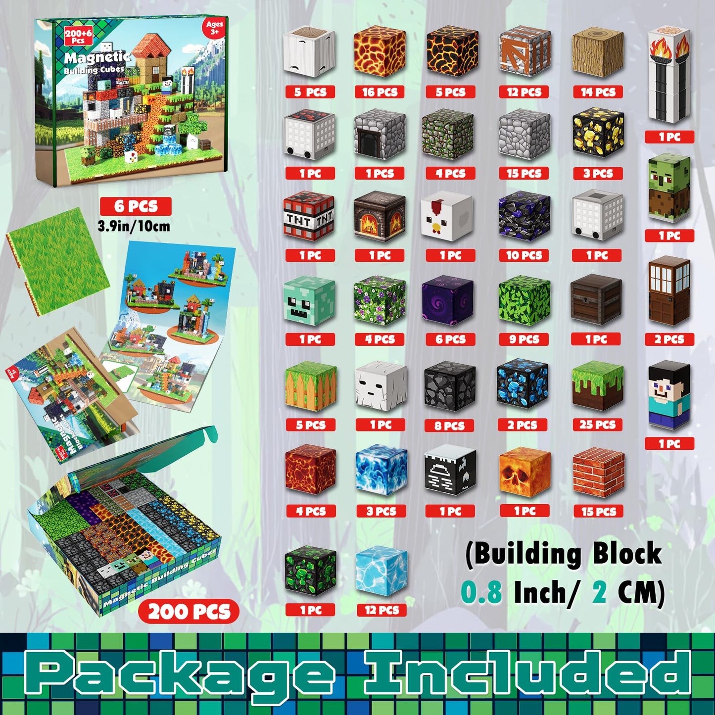 Magnetopia Magnetic Blocks 200PCS with 6 Base Plates – STEM Building Toys for Kids Aged 3-10