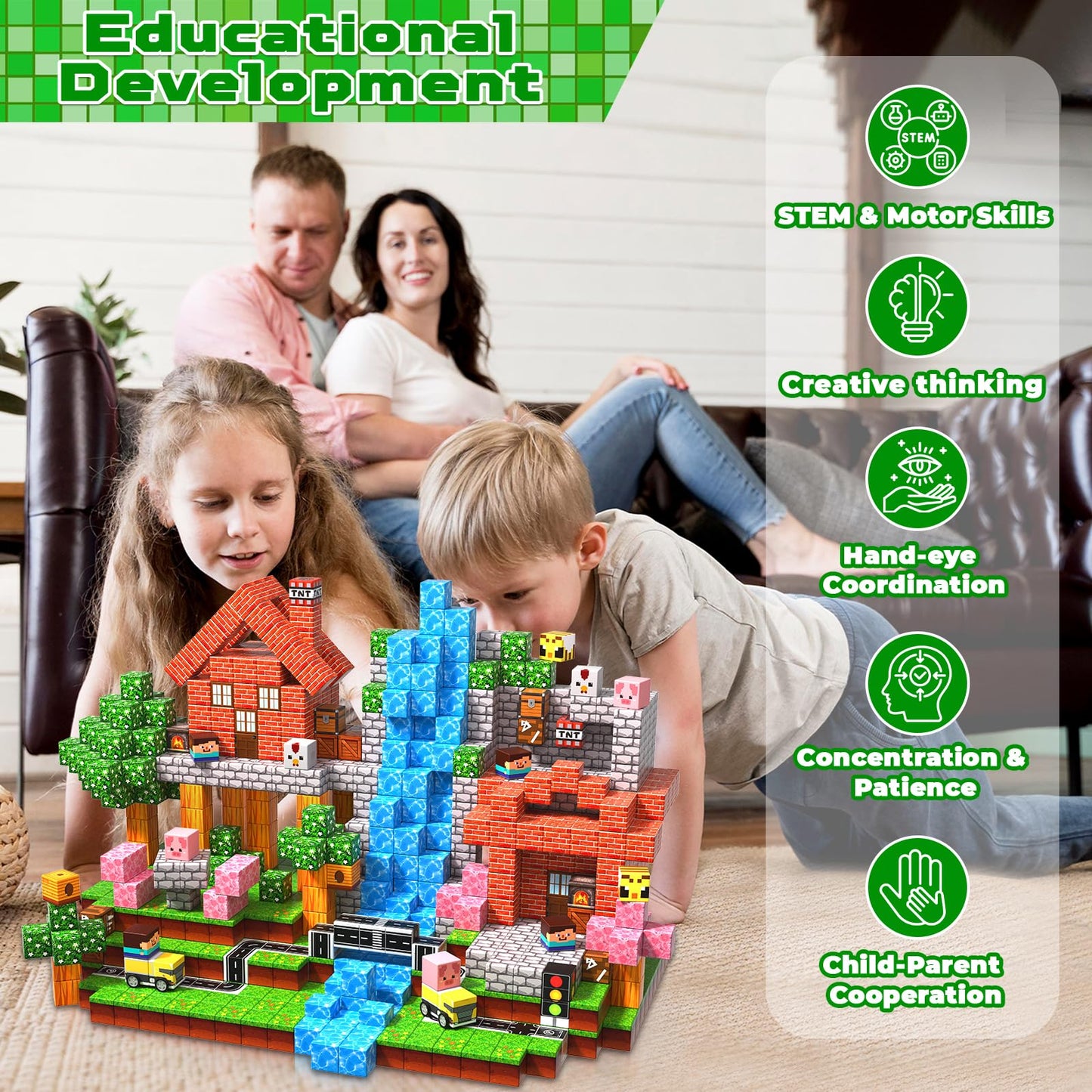 Magnetopia 100PCS Magnetic Blocks – STEM Building Toy for Kids 3-10