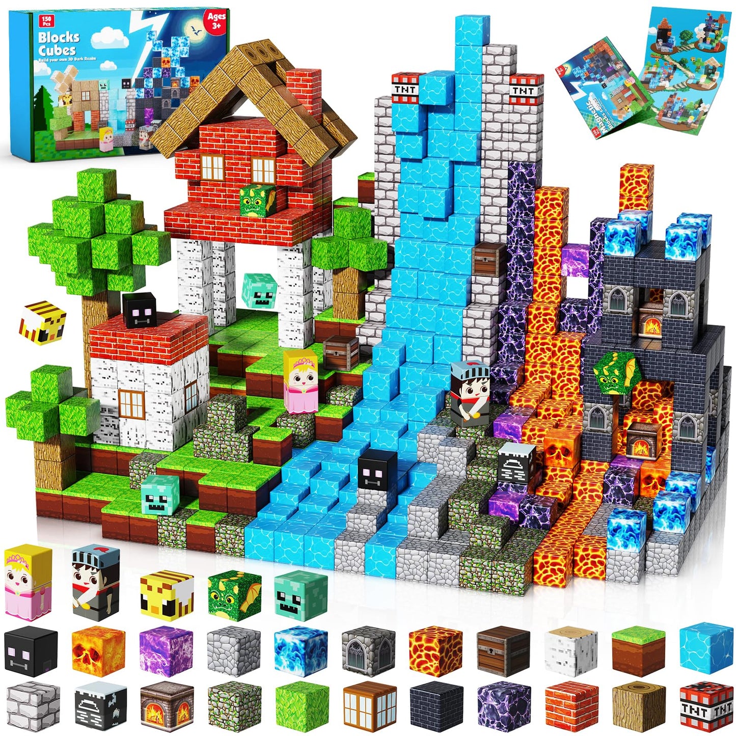 Magnetopia Magnetic Building Blocks - 150PCS STEM Toy for Kids 3+ | Dark Hell Forest Castle