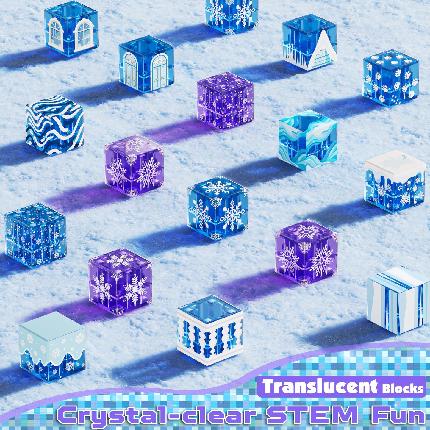Magnetopia Magnetic Blocks 100-Piece Set | Transparent Blue Castle STEM Toys for Kids 3+