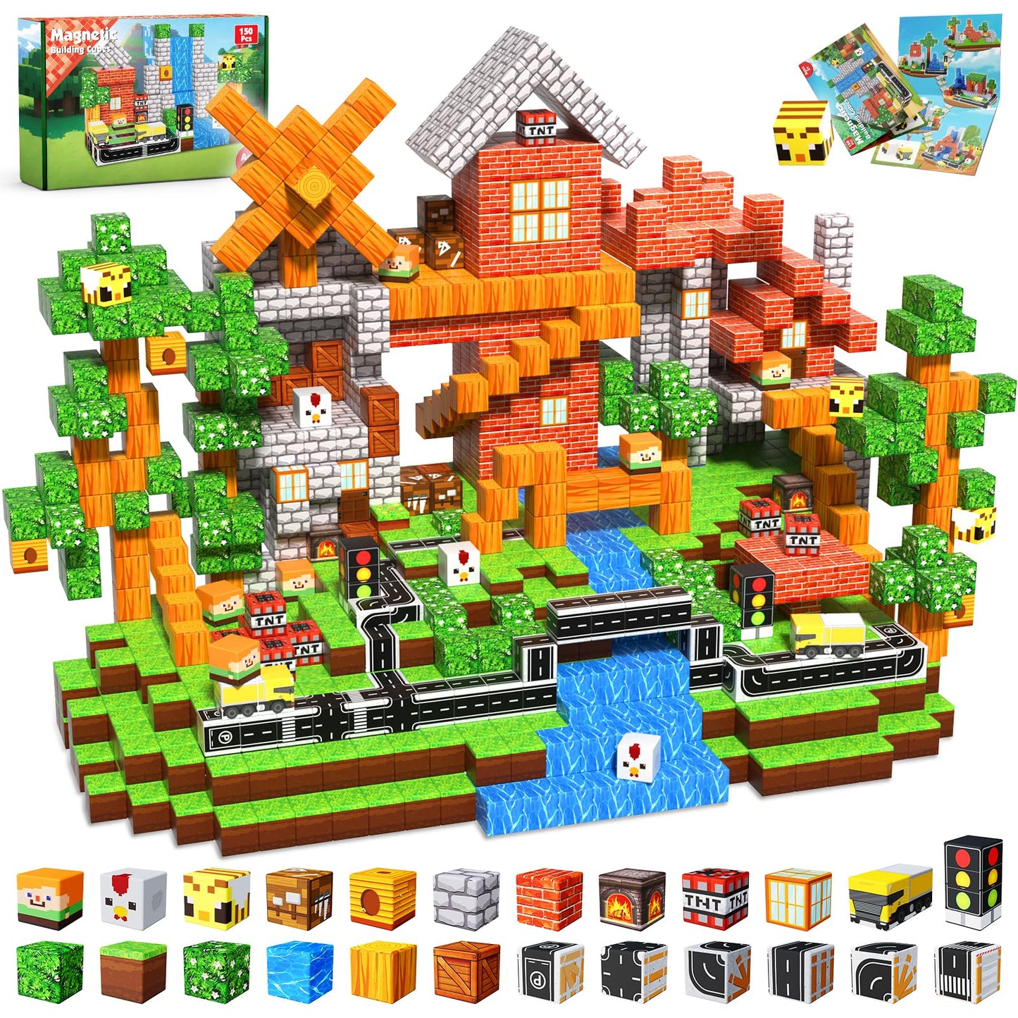 Magneverse 150 PCS Magnetic Blocks – STEM Building Toys for Kids 4-8