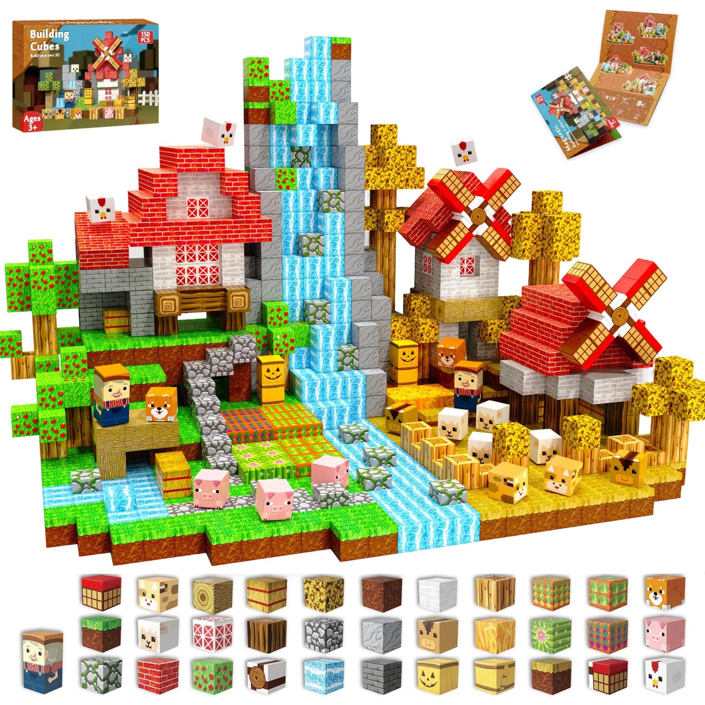Magneverse 150 PCS Farm Animal Magnetic Blocks | STEM Toys for Kids 3+