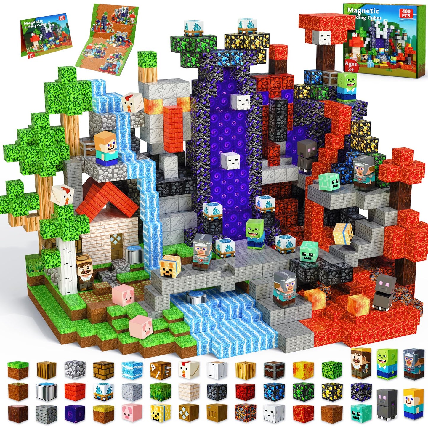 Magneverse 400 PCS Magnetic Blocks – STEM Building Toys for Kids 4-8