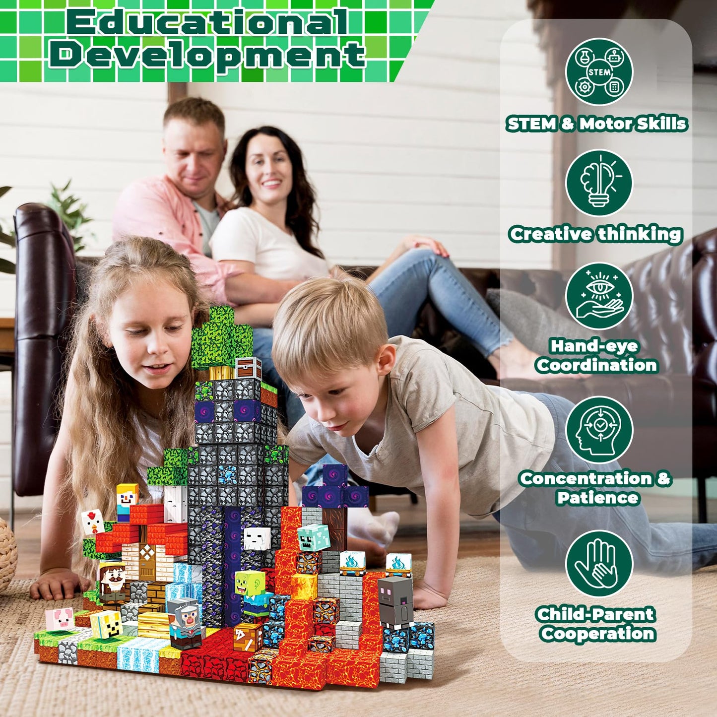 Magneverse 400 PCS Magnetic Blocks – STEM Building Toys for Kids 4-8