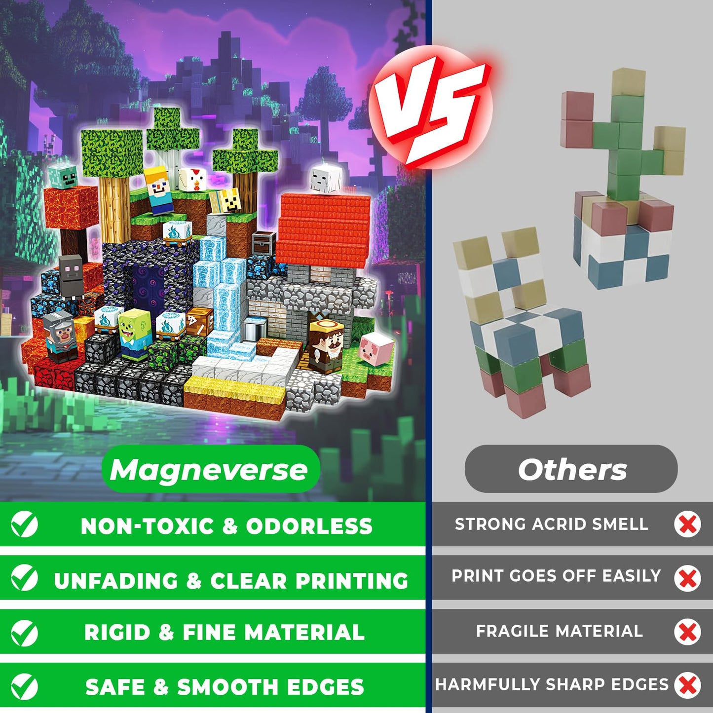 Magneverse 400 PCS Magnetic Blocks – STEM Building Toys for Kids 4-8