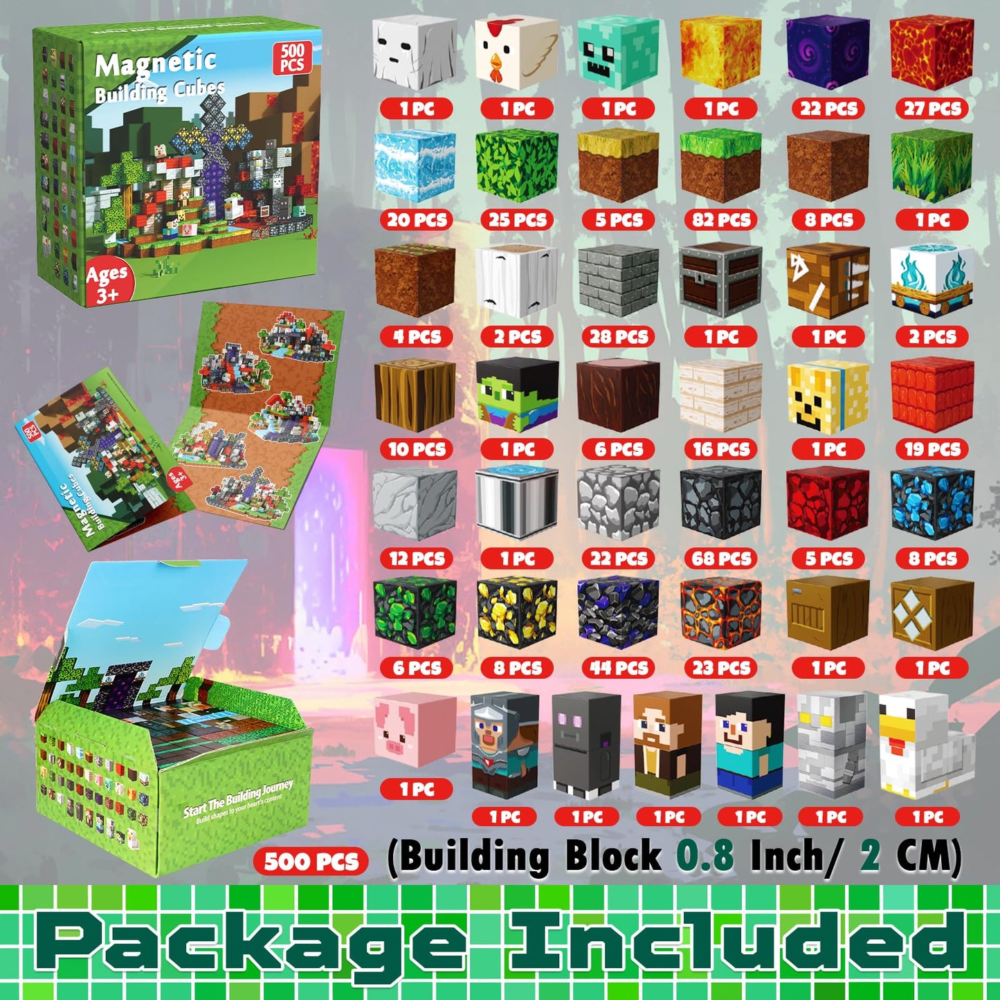 Magneverse 500 PCS 0.8in Magnetic Blocks – Creative Open-Ended Building Toy for Kids 3+