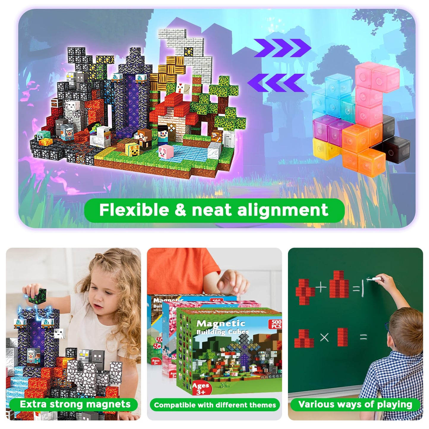 Magneverse 500 PCS 0.8in Magnetic Blocks – Creative Open-Ended Building Toy for Kids 3+