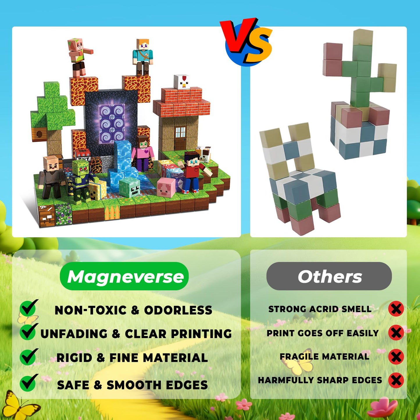 Magneverse 210 Pcs Magnetic Blocks – STEM Building Toys for Kids 4-8