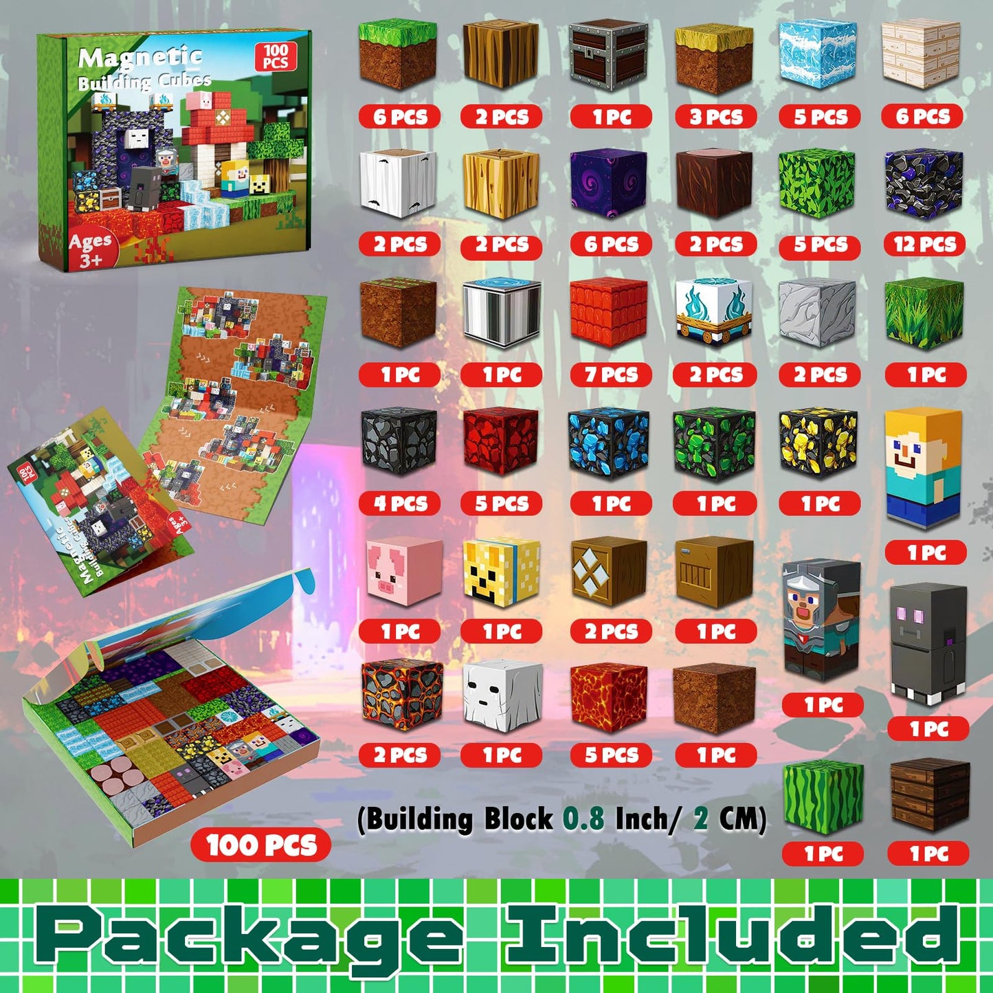 Magneverse 100 PCS 0.8in Magnetic Blocks – Portal Theme STEM Toys for Kids 3+
