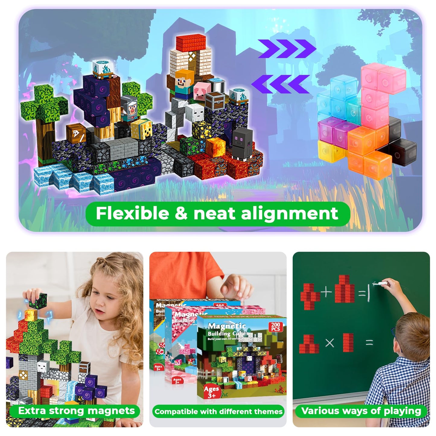 Magneverse 200 PCS 0.8in Magnetic Blocks – Portal Theme STEM Toy for 3+