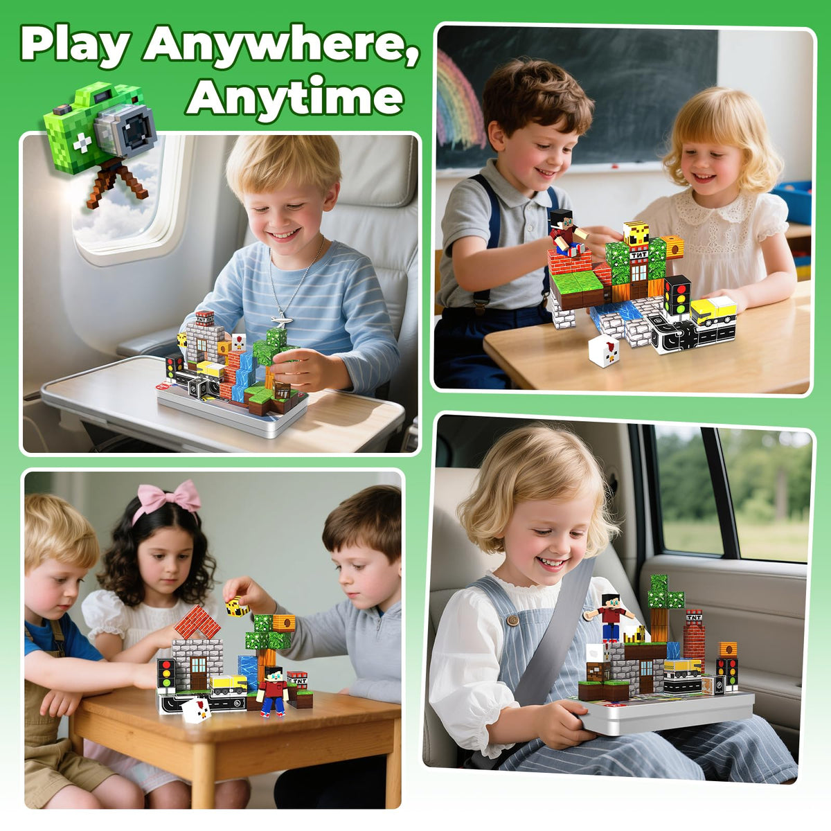 Magneverse 45 Pcs Travel Magnetic Blocks – Portable Magnetic Building Toys for Kids 4-8