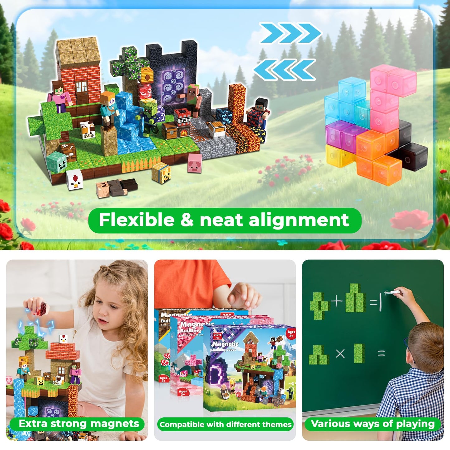 Magneverse 210 Pcs Magnetic Blocks – STEM Building Toys for Kids 4-8