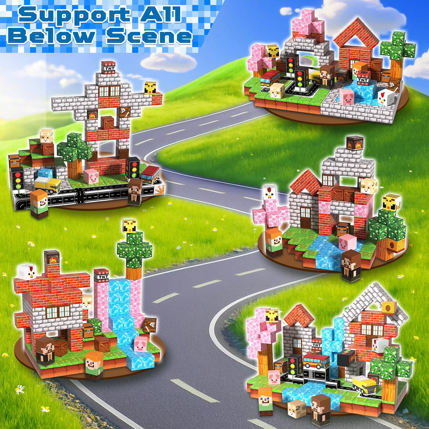 Magneverse 200 PCS 0.8in Magnetic Blocks – Forest Theme STEM Toys for 3+