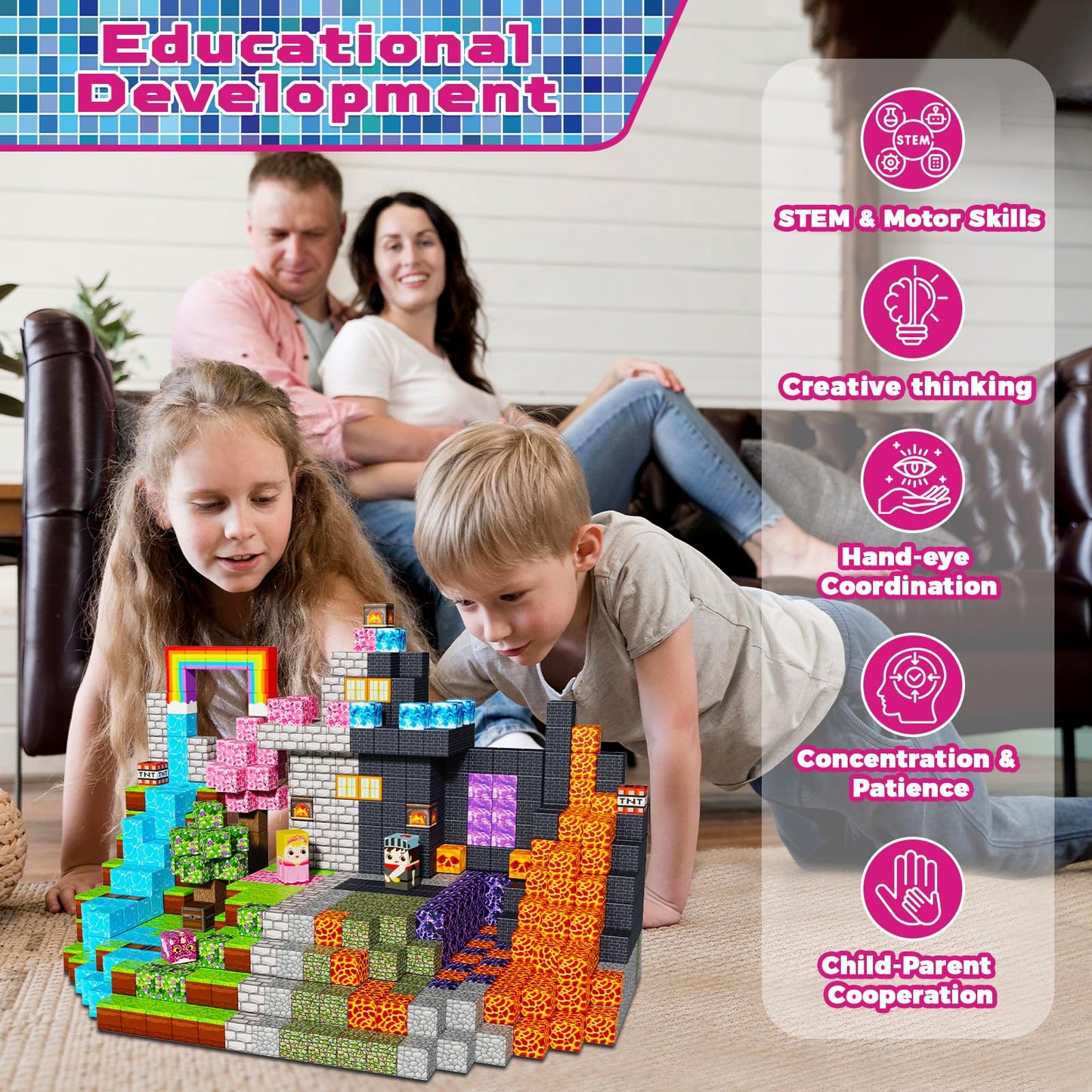 Magneverse 150 PCS 0.8in Magnetic Blocks – Princess & Knight Theme, Building Toys for Kids 3+