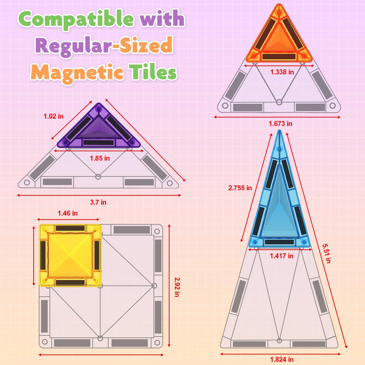 Magneverse Mini Magnetic Tiles – 56-Piece Travel Set for Kids Aged 3-8